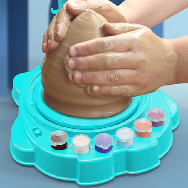 Set de olărit pentru copii cu roată electrică și culori