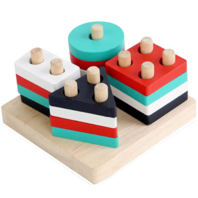 Set Jucărie din Lemn pentru Sortare Forme Geometrice