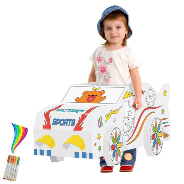 Mașină din carton pentru colorat și joacă