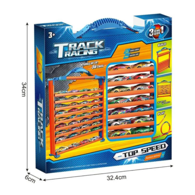Set 3 în 1 Piste și Mașinuțe – Track Racing cu 14 Mașini