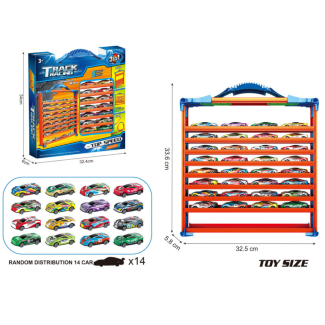 Set 3 în 1 Piste și Mașinuțe – Track Racing cu 14 Mașini