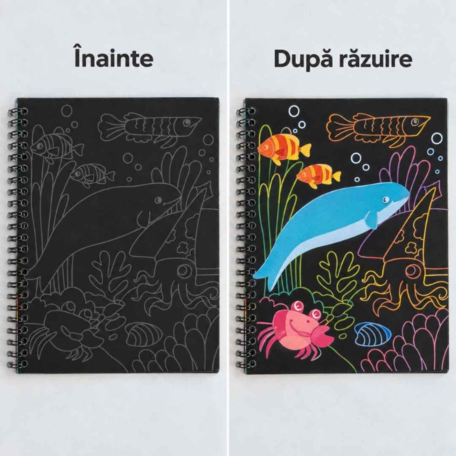 Cărticică creativă de răzuit cu 4 pagini și bețișor