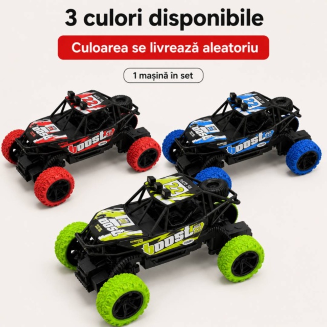 Mașină off-road cu telecomandă și lumini multicolore pentru copii