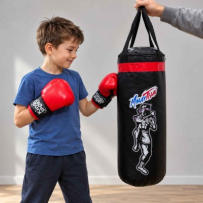 Set de box pentru copii cu sac și mănuși | image