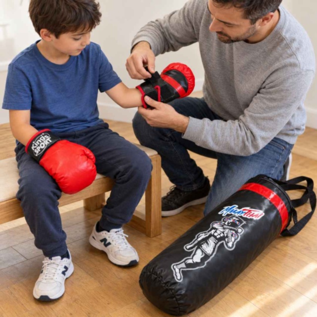 Set de box pentru copii cu sac și mănuși
