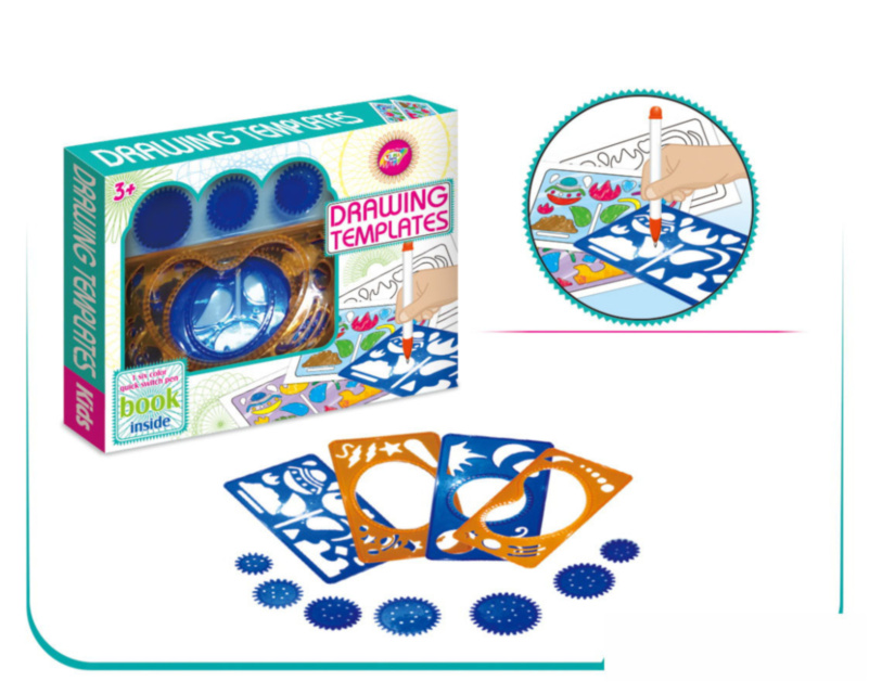 Набор 6 Шаблонов-Трафаретов для Рисования с 6 Фломастерами