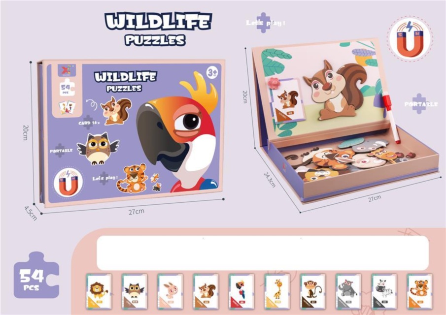 Joc Magnetic cu Figuri și 10 Animale, cu 54 detalii