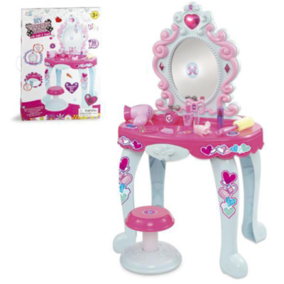 Măsuța Make-Up cu Oglindă, Scăunel și Multiple Accesorii, efecte sonore și luminoase 44,5x31x73cm | image