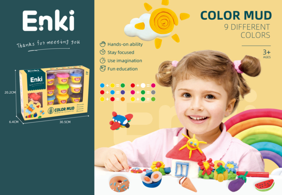 Набор Пластилин 9 Цветов с Формочками для Лепки Животных