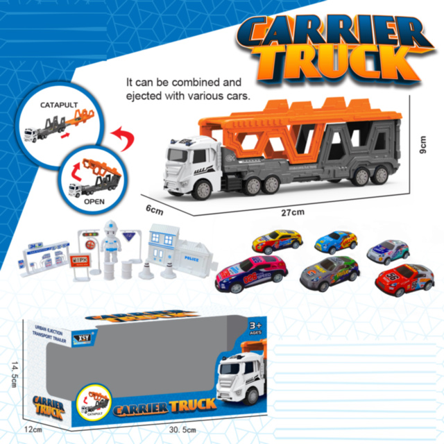 Camion Trailer din Metal cu 5 Mașinuțe și Accesorii