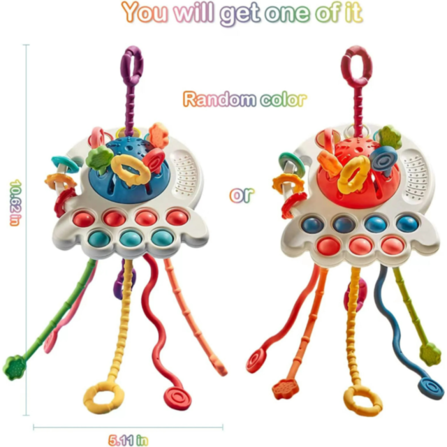 Jucărie Multisenzorială 6-în-1 cu Șnururi Texturate și Funcții Interactive (culoare aleatorie)