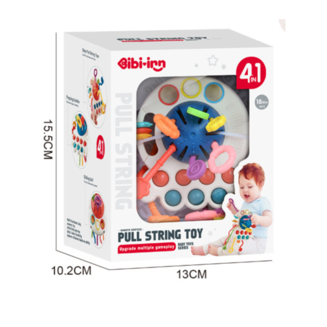 Jucărie Multisenzorială 6-în-1 cu Șnururi Texturate și Funcții Interactive (culoare aleatorie)