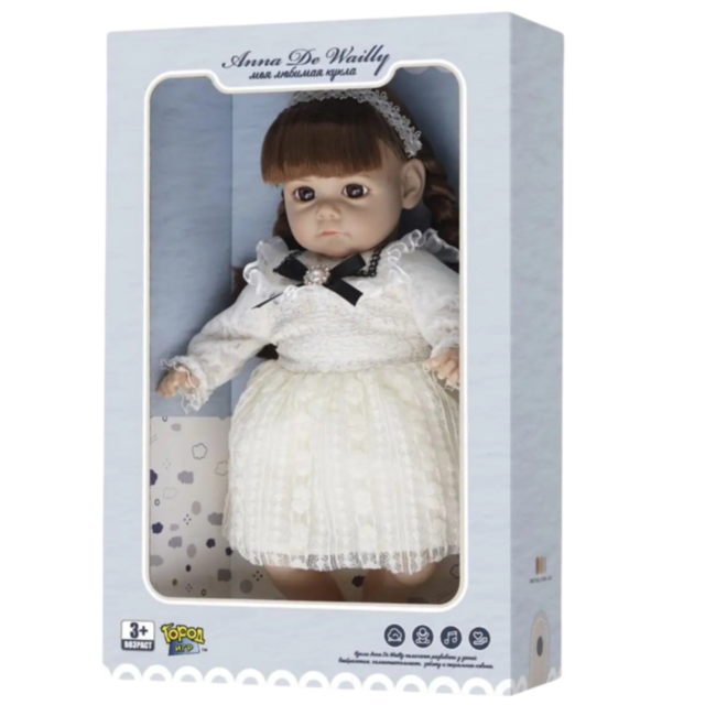 Păpușă Reborn cu Rochie Dantelată și Fundiță Elegantă – 36 cm