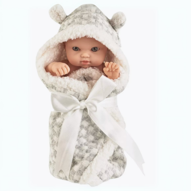 Păpușă Bebeluș de 20 cm cu Păturică și Haine Detasabile – Model Realist pentru Fetițe