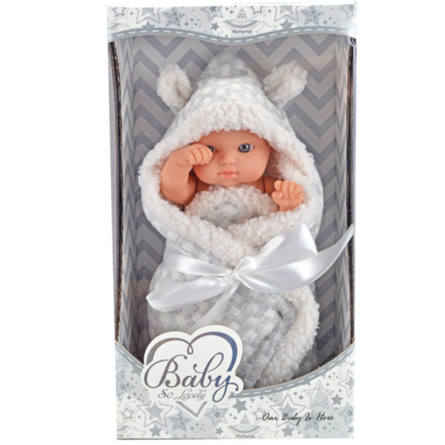 Păpușă Bebeluș de 20 cm cu Păturică și Haine Detasabile – Model Realist pentru Fetițe