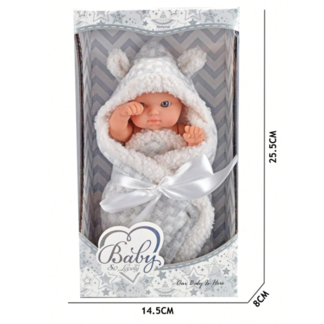 Păpușă Bebeluș de 20 cm cu Păturică și Haine Detasabile – Model Realist pentru Fetițe