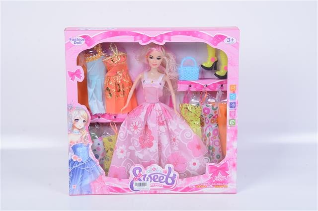 Păpușă Sweet cu 9 Rochii și Accesorii Fashion (culoare aleatorie)