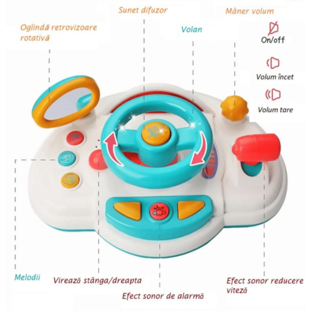 Volan Interactiv cu Sunete și Lumini pentru Copii