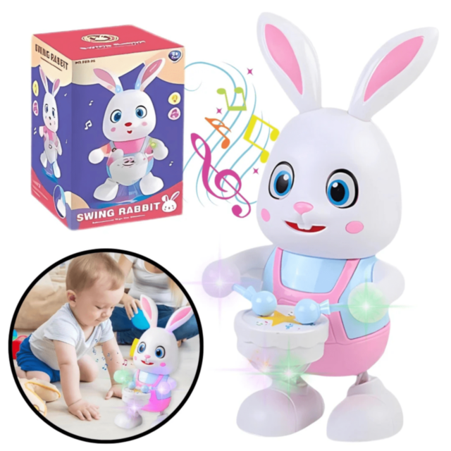 Iepuraș Interactiv cu Tobe, Muzică și Lumină 