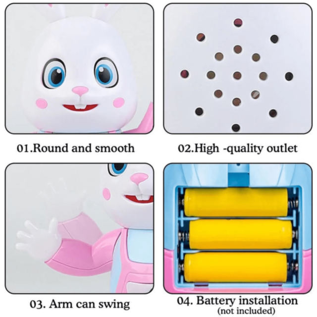 Iepuraș Interactiv cu Tobe, Muzică și Lumină 