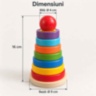 Turn educativ din lemn cu inele și discuri colorate