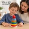 Turn educativ din lemn cu inele și discuri colorate