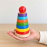 Turn educativ din lemn cu inele și discuri colorate