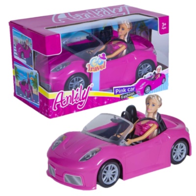 Barbie cu Mașina Decapotabilă Roz, 30cm | image