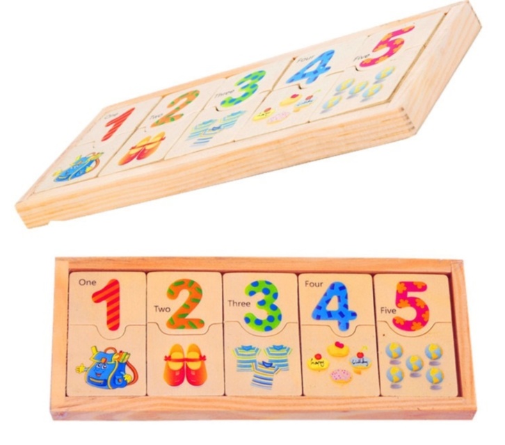 Puzzle de Asociere de Lemn, cu Cifre de la 1 la 10