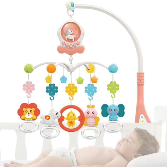 Carusel Muzical pentru Pătuț cu Lumină de Veghe și Jucării Detasabile