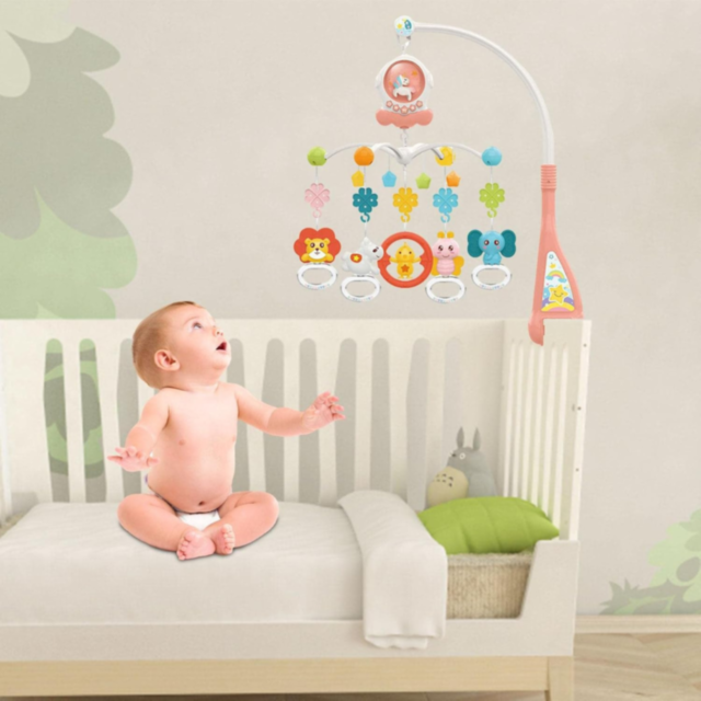 Carusel Muzical pentru Pătuț cu Lumină de Veghe și Jucării Detasabile