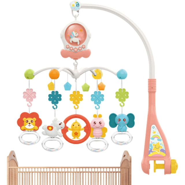 Carusel Muzical pentru Pătuț cu Lumină de Veghe și Jucării Detasabile