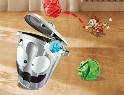 Coș de gunoi interactiv – „Bătaia cu hârtie” pentru copii | image