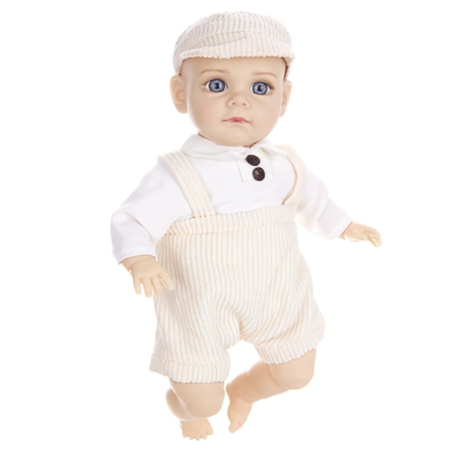 Păpușă Reborn Băiețel cu Corp Moale și Ținută Tricotată – 35 cm