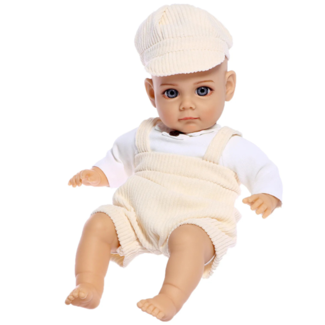 Păpușă Reborn Băiețel cu Corp Moale și Ținută Tricotată – 35 cm