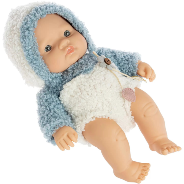 Păpușă Bebeluș din Vinil 16 cm cu Haină Tricotată și Chip Realist