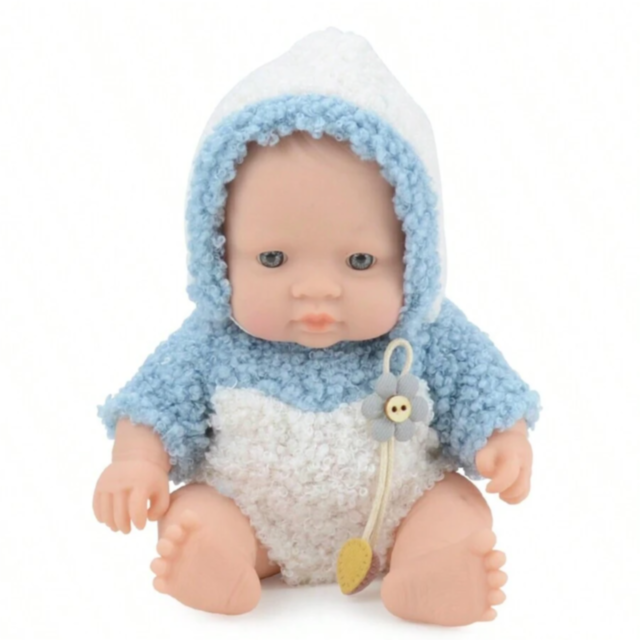 Păpușă Bebeluș din Vinil 16 cm cu Haină Tricotată și Chip Realist