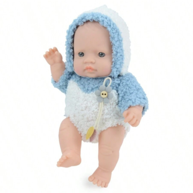 Păpușă Bebeluș din Vinil 16 cm cu Haină Tricotată și Chip Realist