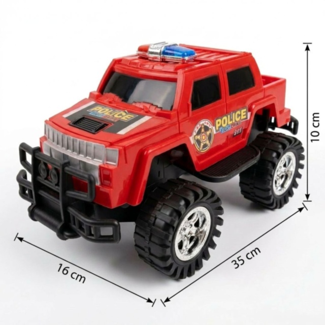 Mașină Off-Road Poliție Mare cu Inerție și Roți Mari (culoare aleatorie)