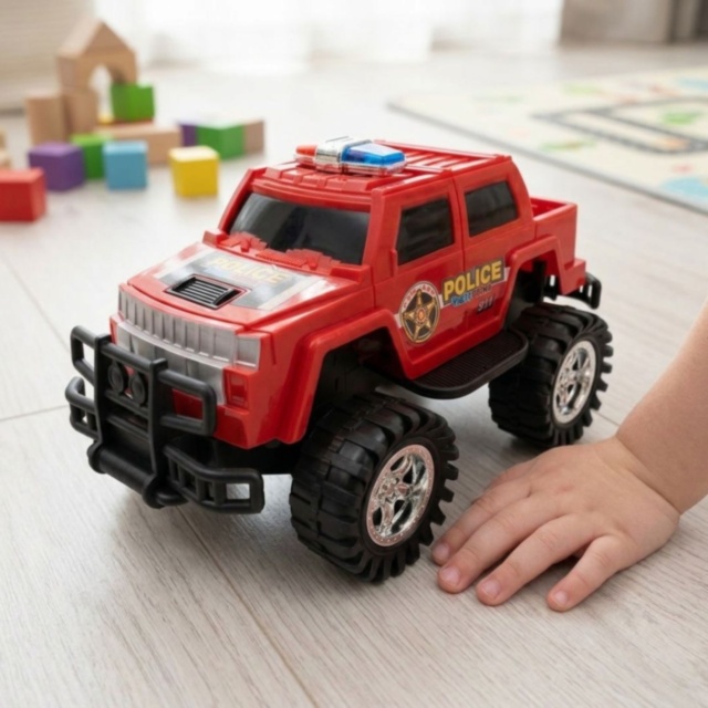 Mașină Off-Road Poliție Mare cu Inerție și Roți Mari (culoare aleatorie)