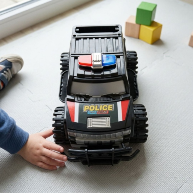 Mașină Off-Road Poliție Mare cu Inerție și Roți Mari (culoare aleatorie)