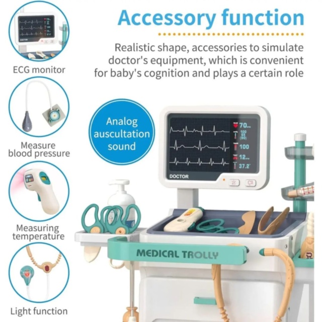 Cărucior Medical cu Accesorii Doctor și Monitor