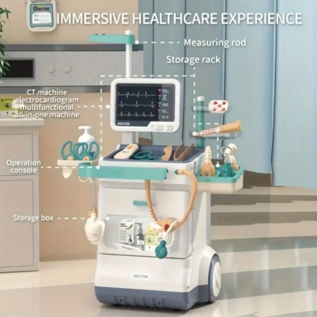 Cărucior Medical cu Accesorii Doctor și Monitor