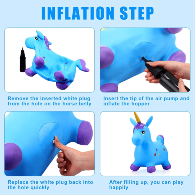 Unicorn Gonflabil cu Lumină și Sunet pentru Copii (culoare aleatorie) 
