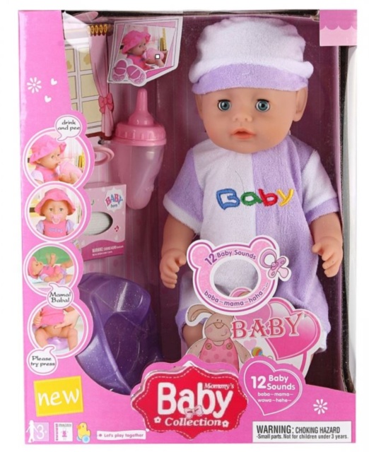 Bebelușul  la Oliță  Interactiv, cu 12 Sunete Realiste, Pampers, Oliță, Suzetă și Biberon