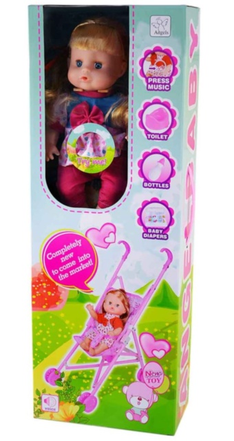 Păpușa  la Oliță  Interactivă, cu 12 Sunete Realiste, Cărucior, Oliță, Pampers și Biberon