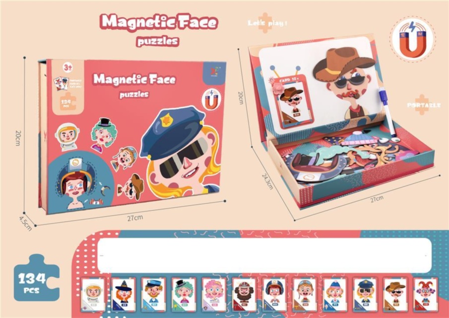 Joc Magnetic cu Figuri, Emoții și 12 Meserii, cu 134 detalii