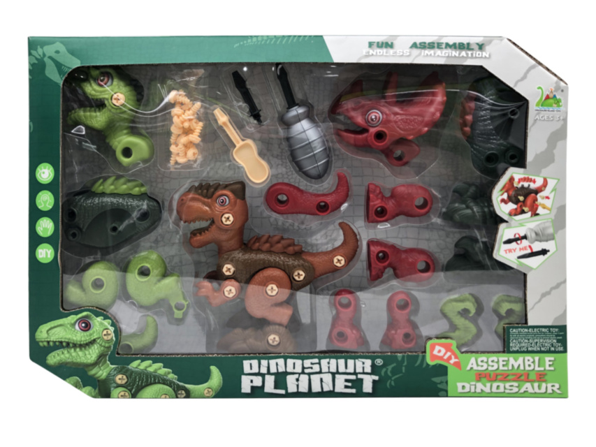 Set 3 Dinozauri cu Unelte de Asamblat