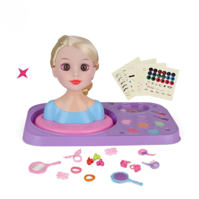 Set Manechin de Coafură și Machiaj 3 în 1 pentru Fetițe