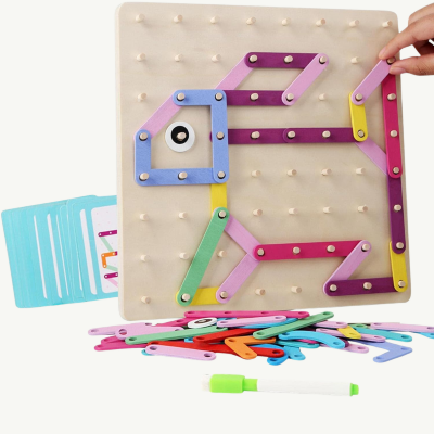 Tablă de Asamblare Creativă Montessori cu Piese Colorate | image